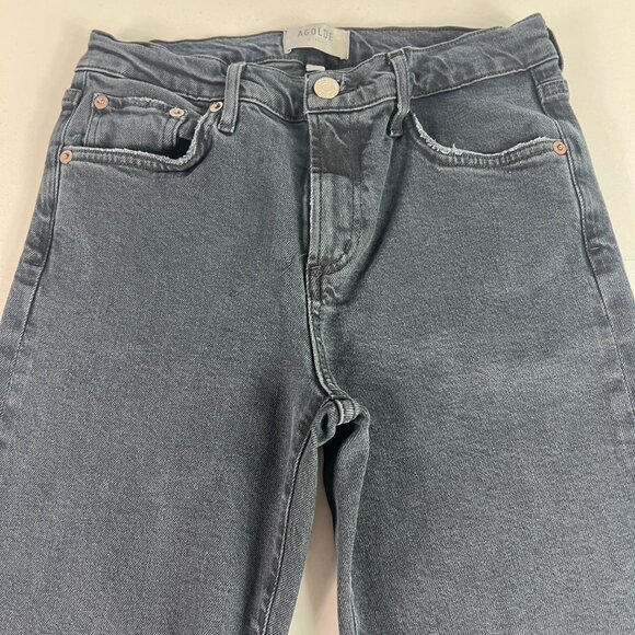 AGOLDE Jean Women's 27x26* Toni Mid Rise Straight Crop Black Faded Denim Tag 26 - Picture 2 of 16